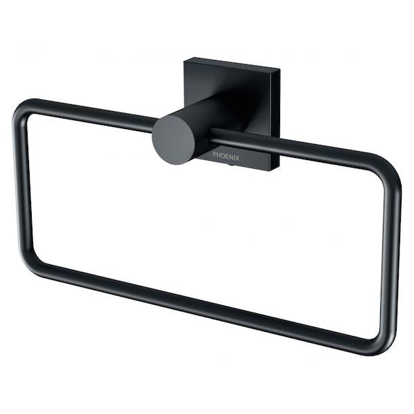 Phoenix Radii Hand Towel Holder Square Plate - Matte Black - The Blue Space