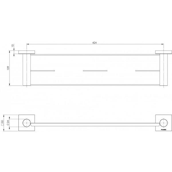 Phoenix Radii Metal Shelf Square Plate-Brushed Nickel 450mm