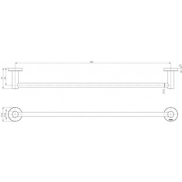 Phoenix Radii Single Towel Rail Round Plate-Matte Black