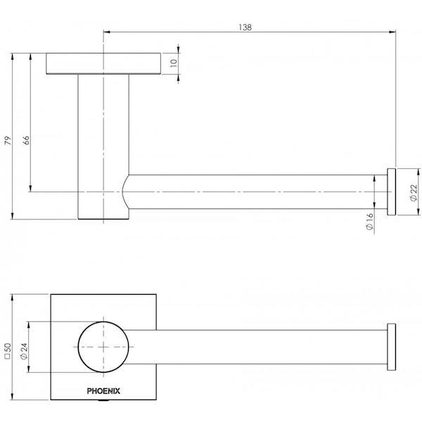 Phoenix Radii Toilet Roll Holder Square Plate-Chrome