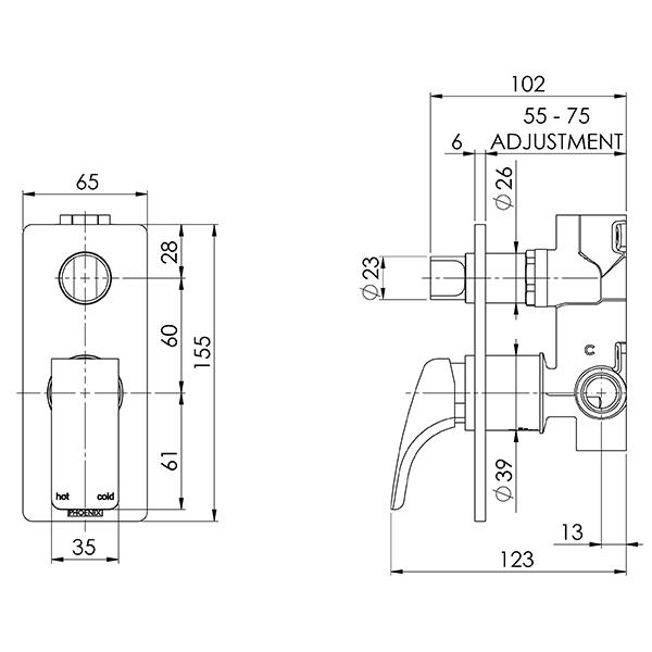 Phoenix Rush Shower/Bath Diverter Mixer-Brushed Nickel