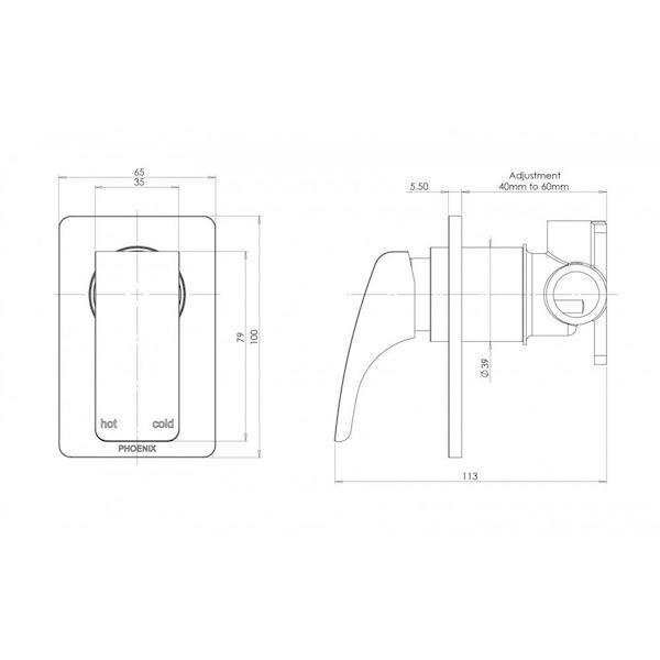 Phoenix Rush Shower/Wall Mixer-Chrome