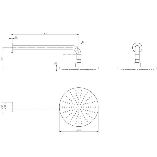 Phoenix Vivid Shower Arm 400mm & 230mm Round Rose