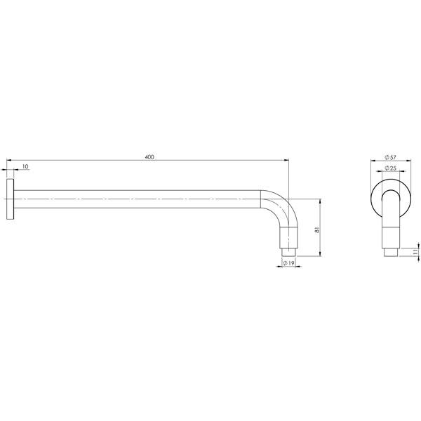 Phoenix Vivid Shower Arm Only 400mm Round-Matte Black