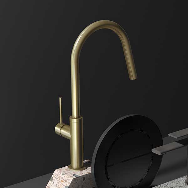 Phoenix Vivid Slimline Pull Out Sink Mixer Brushed Gold