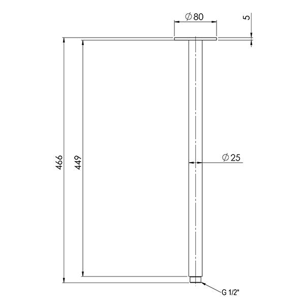 Phoenix Vivid Ceiling Arm Only 450mm Chrome