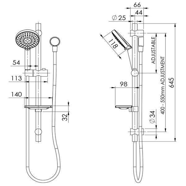 Phoenix Vivid Rail Shower - Brushed Nickel
