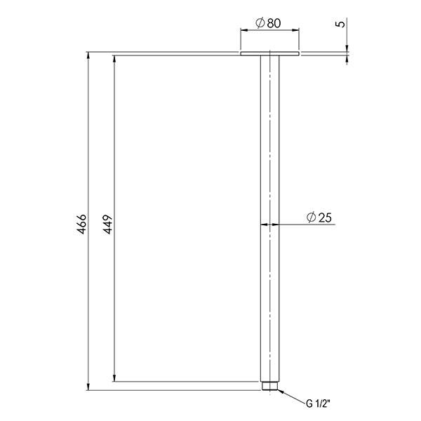 Phoenix Vivid Ceiling Arm Only 450mm Matte Black
