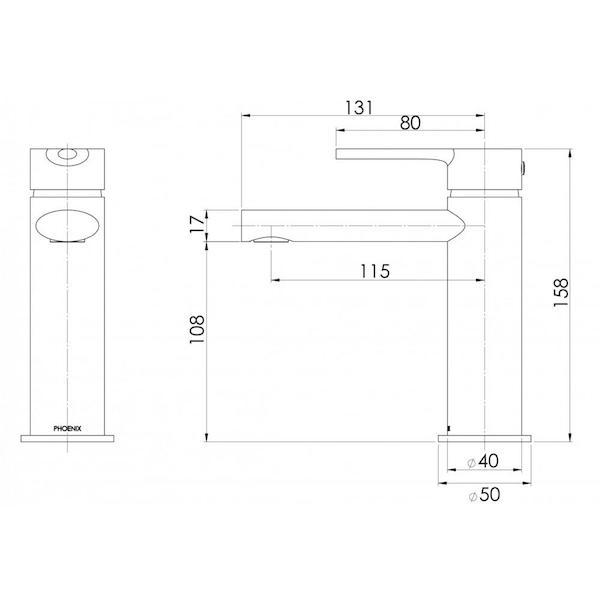 Phoenix Vivid Slimline Oval Basin Mixer - Brushed Nickel