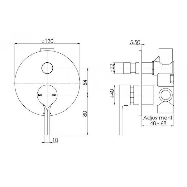 Phoenix Vivid Slimline Oval SwitchMix Shower/Bath Diverter Mixer - Brushed Nickel FULL SET