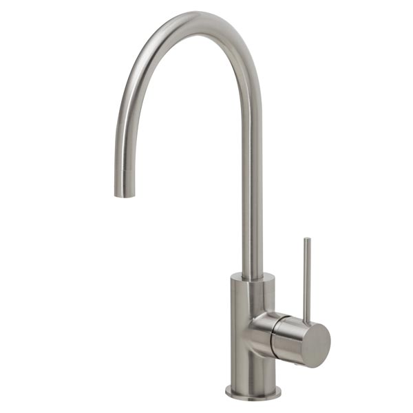Phoenix Vivid Slimline Side Lever Sink Mixer 220mm Gooseneck-Brushed Nickel - the blue space