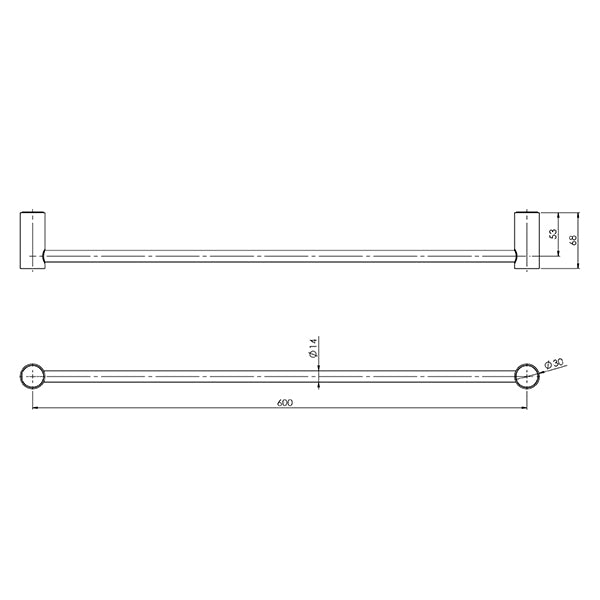 Phoenix Vivid Slimline Single Towel Rail Brushed Nickel 600mm - 800mm