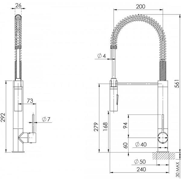 Phoenix Vivid Slimline Tall Spring Sink Mixer