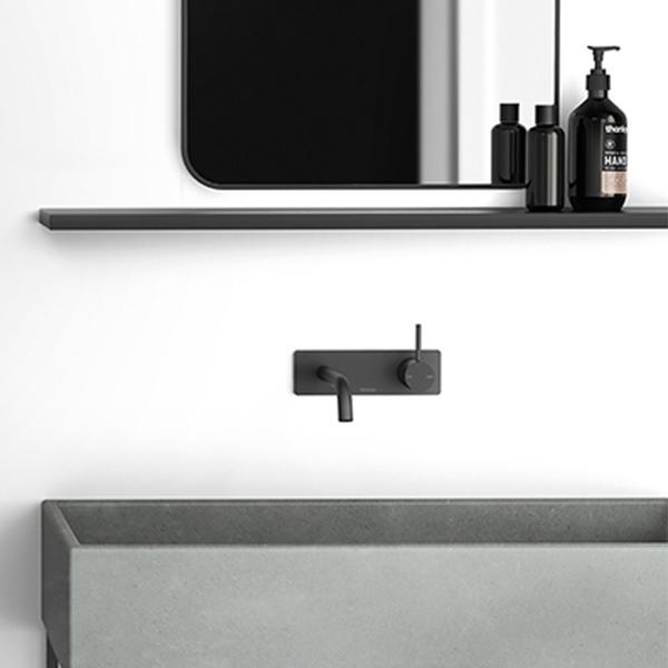 Phoenix Vivid Slimline Up Wall Basin/Bath Mixer Set-Matte Black