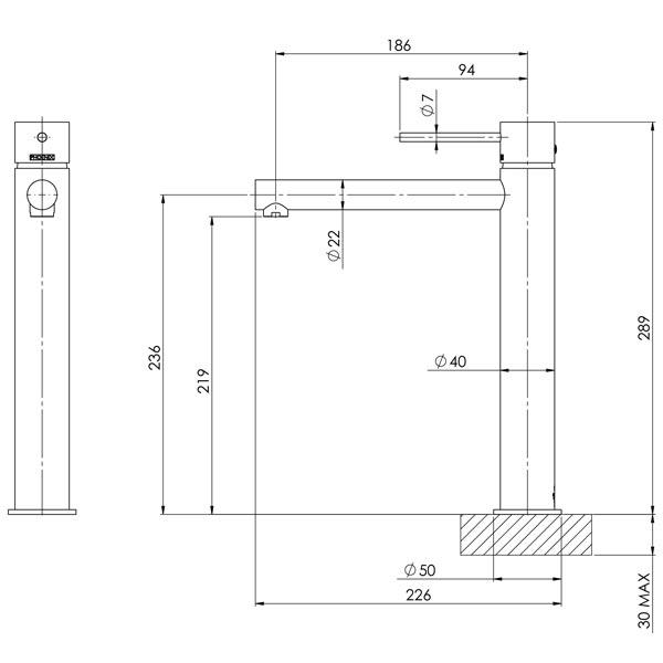 Phoenix Vivid Slimline Vessel Mixer-Gun Metal