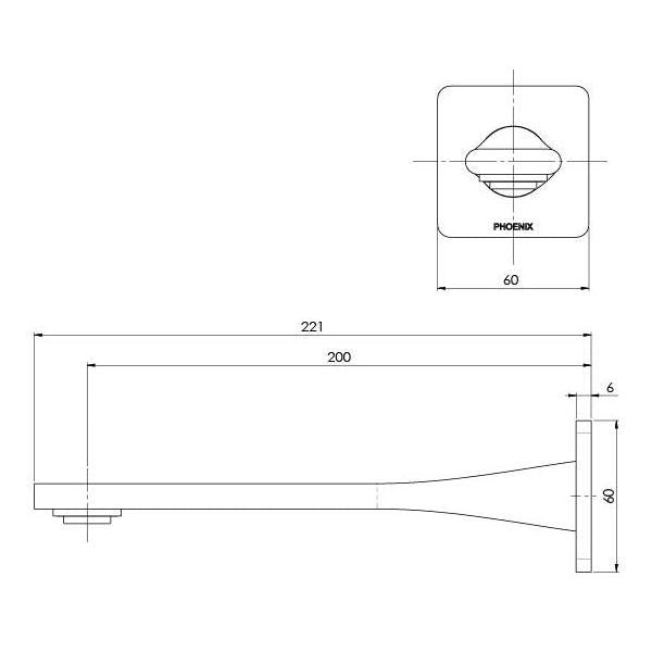 Phoenix Teel Wall Basin Outlet 200mm - Brushed Nickel