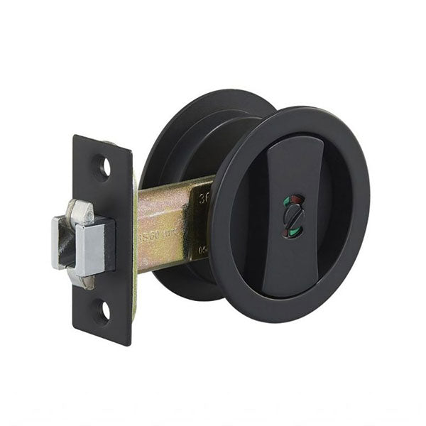 Zanda Round Cavity Sliding Privacy Door Handle Kit Matte Black