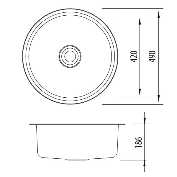 Oliveri Solitaire round bowl sink NTH