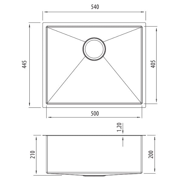Oliveri Spectra single bowl stainless sink NTH
