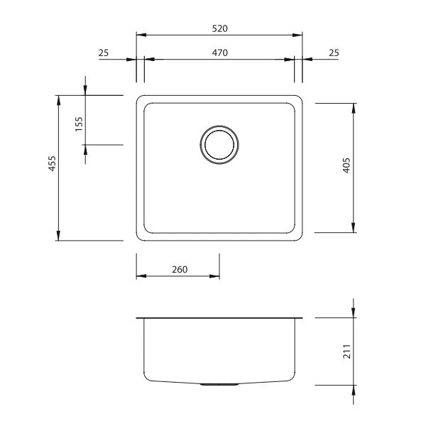 Oliveri Sonetto large bowl undermount sink NTH