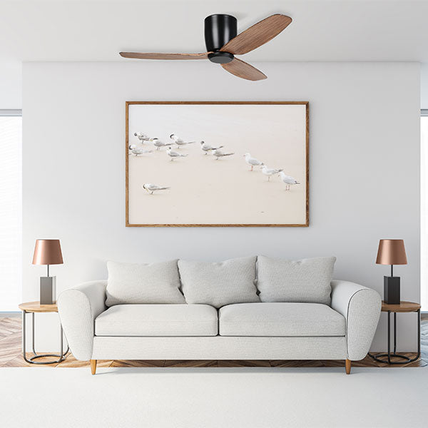 Eglo Seacliff 44in 112cm DC Ceiling Fan - Black with Light Walnut finish