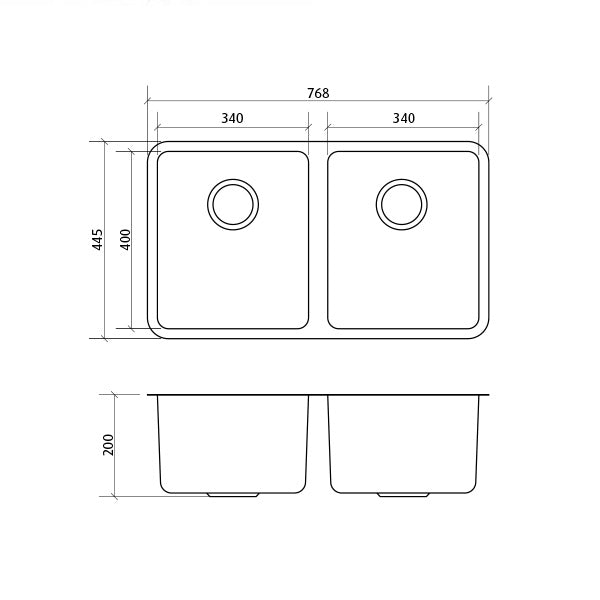 Seima Kubic Double Bowl Inset/Undermount Kitchen Sink