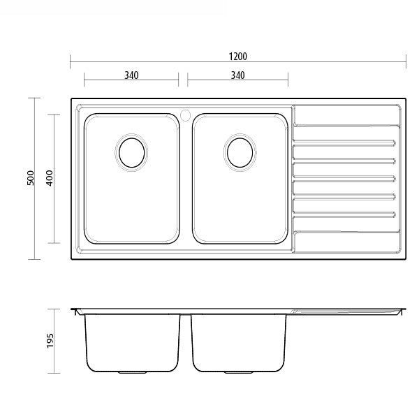 Seima Kubic Double Bowl Kitchen Sink