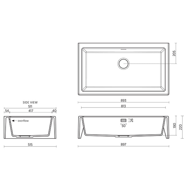 Seima Rhodes 900 Sink White