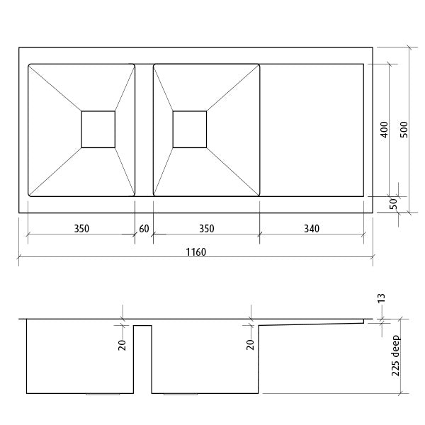 Seima Tetra Pro Double Inset/Undermount Kitchen Sink