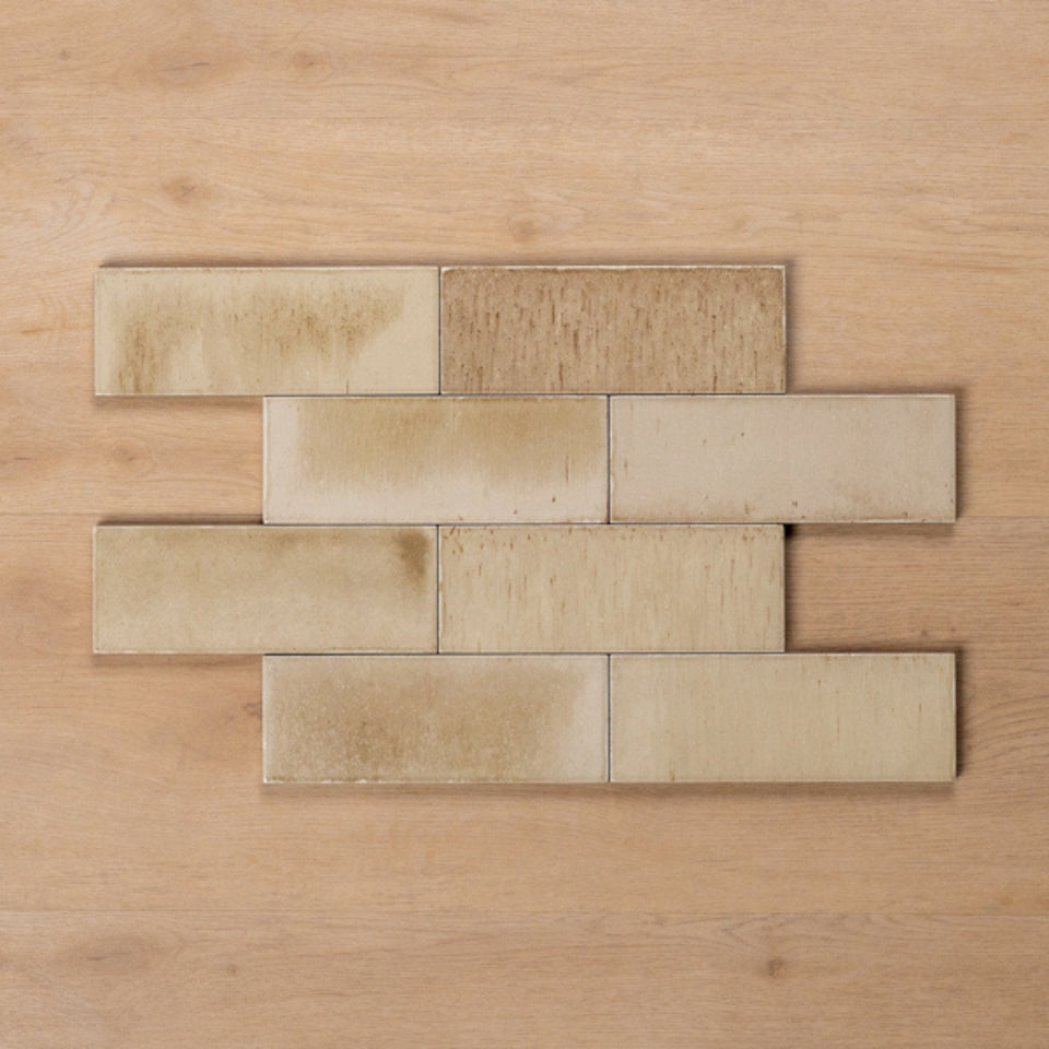 Sicily Beige Gloss Bejmat Cushioned Edge Porcelain Tile 75x200mm