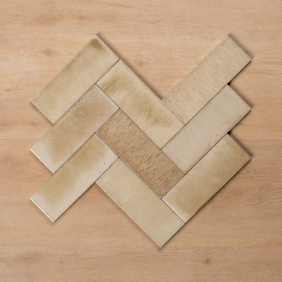 Sicily Beige Gloss Bejmat Cushioned Edge Porcelain Tile 75x200mm