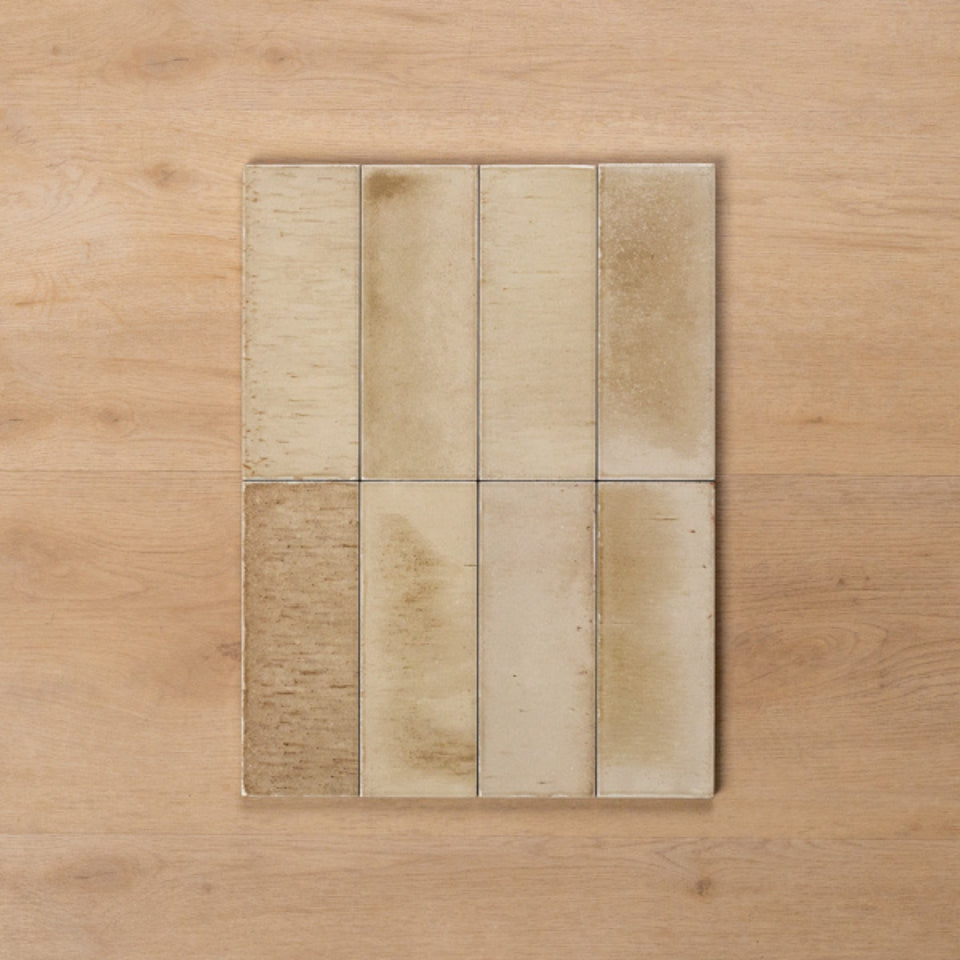 Sicily Beige Gloss Bejmat Cushioned Edge Porcelain Tile 75x200mm