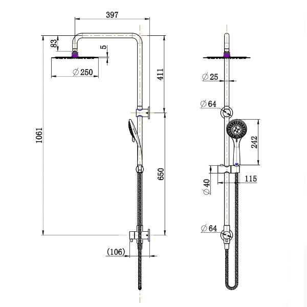 Fienza Stella Multifunction Twin Rail Shower