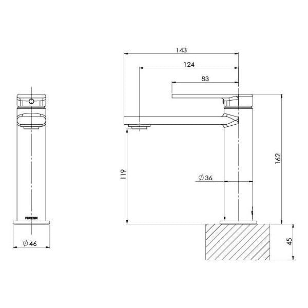 Phoenix Teel Basin Mixer - Brushed Nickel