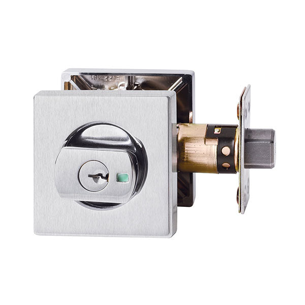Lockwood 005 Double Cylinder Square Deadbolt Brushed Satin Chrome