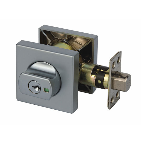 Lockwood 005 Double Cylinder Square Deadbolt Satin Chrome Pearl