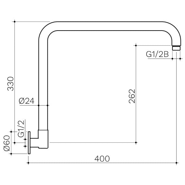 Clark Upswept Wall Arm 400mm - Brushed Nickel