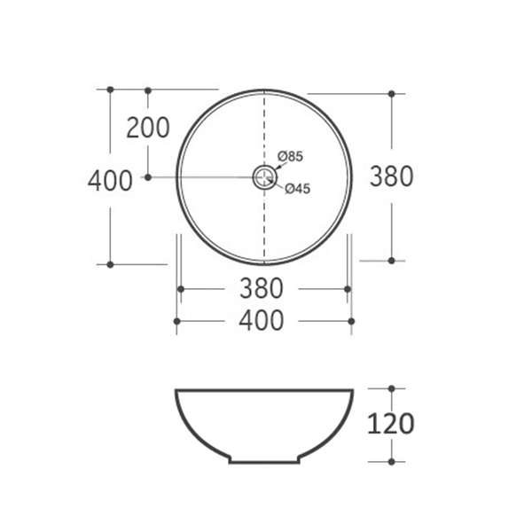 ADP Circuit 400 x 400 Above Counter Basin White