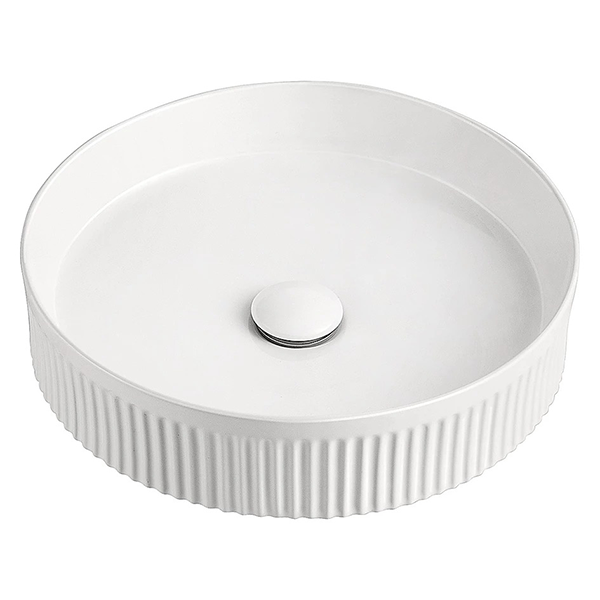 ADP Round Fluted 410 x 410 Above Counter Basin White