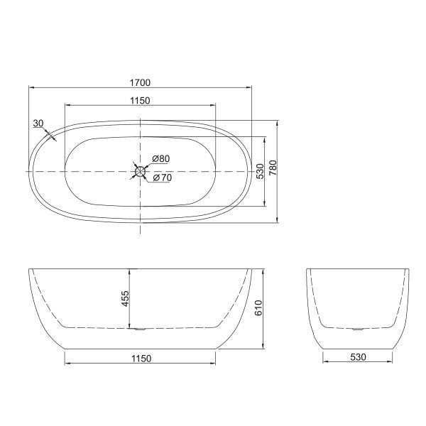 BelBagno Ally Freestanding Bath White