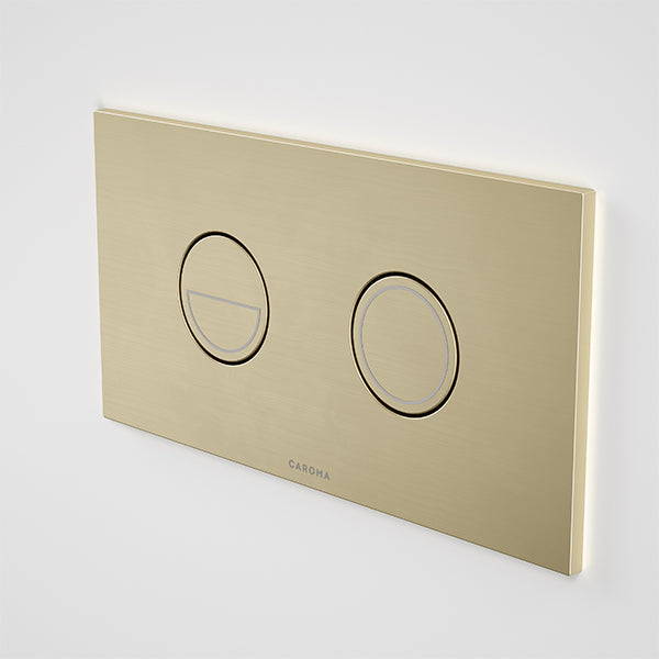 Caroma Invisi Series II Round Dual Flush Metal Plate & Buttons Brushed Brass