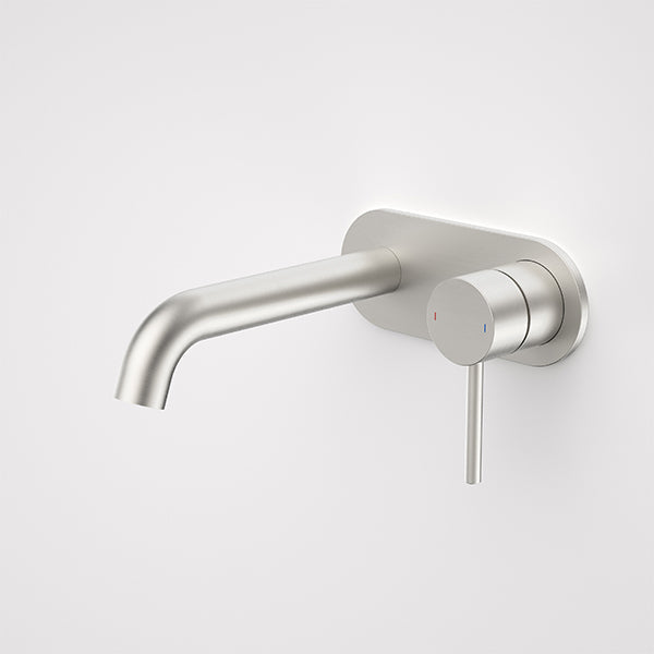 Caroma Liano II Lead Free Wall Basin/Bath Mixer Plate Set Brushed Nickel