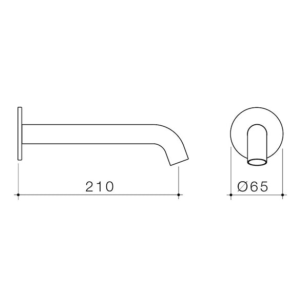 Caroma Liano II 210mm Basin/Bath Outlet Technical Drawing  The Blue Space