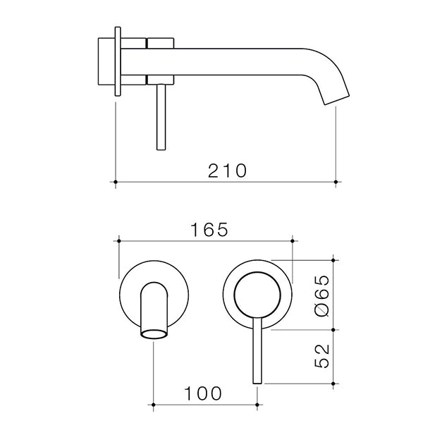 Caroma Liano II Lead Free Wall Basin/Bath Mixer Plate Set Brushed Brass