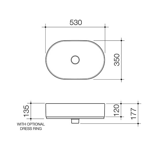 Caroma Liano II 530mm Pill Above Counter Basin White