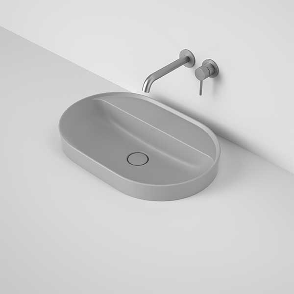 Caroma Liano II 600mm Pill Inset Basin with Tap Landing (0 Tap Hole) – Matte Grey
