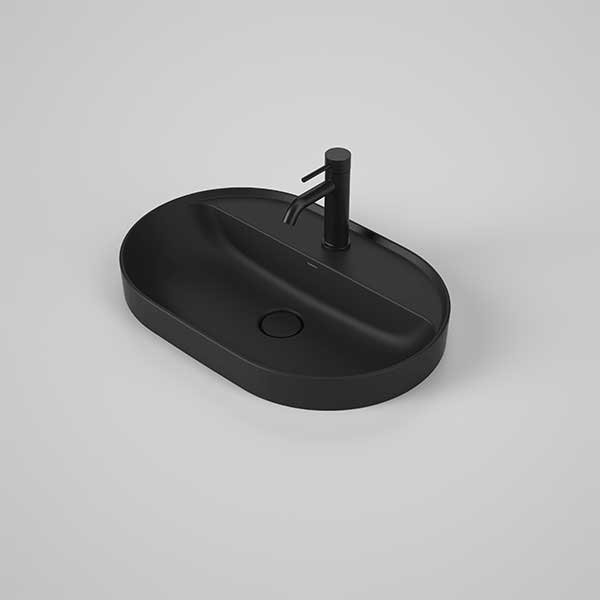 Caroma Liano II 600mm Pill Inset Basin with Tap Landing (1 Tap Hole) Matte Black