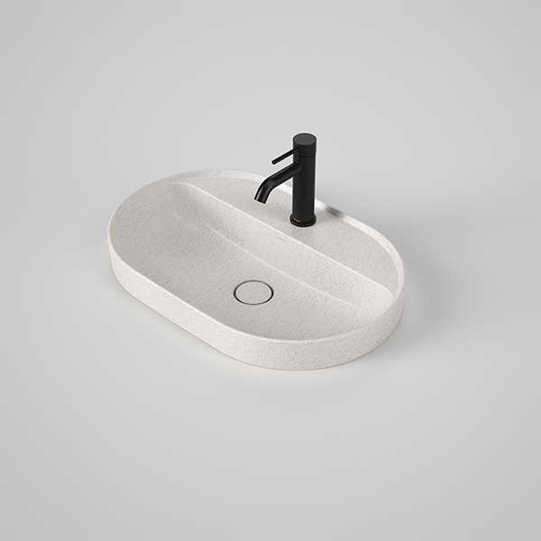 Caroma Liano II 600mm Pill Inset Basin with Tap Landing (1 Tap Hole) – Matte Speckled