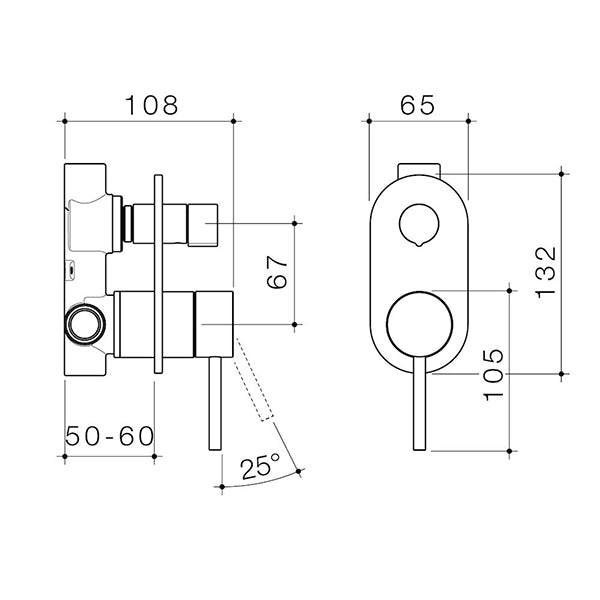 Caroma Liano II Bath/Shower Mixer with Diverter Gunmetal