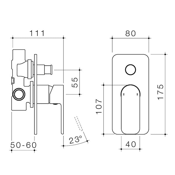 Caroma Luna Bath/Shower Mixer with Diverter Black